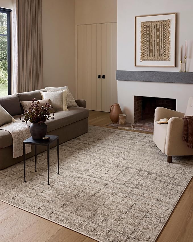 Loloi Amber Lewis Monty Collection MOT-06 Pebble/Beige 2'-7" x 4', .50" Pile Height, Area Rug