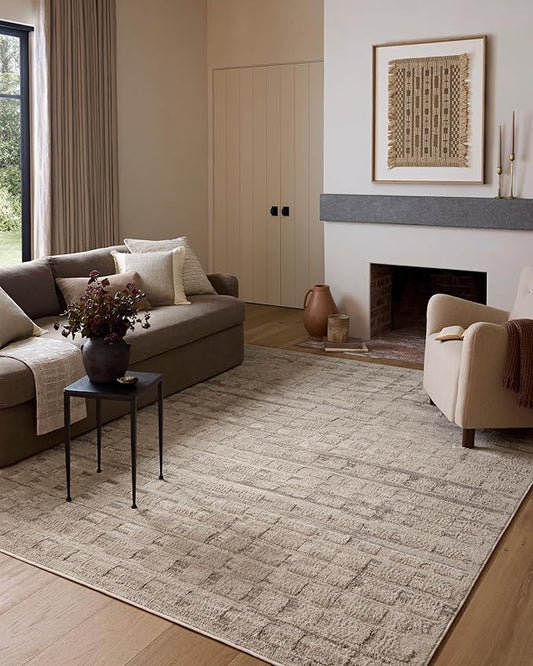 Loloi Amber Lewis Monty Collection MOT-06 Pebble/Beige 6'-7" x 9'-3" Area Rug