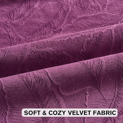 FUTEI Purple Velvet Throw Pillow Covers 16x16 Inch Set of 2,Soft Embossed Leaf-Relief Textured Cushion Cases,Natural Home Decor for Couch Living Room
