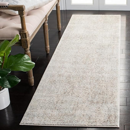 SAFAVIEH Evoke Collection 2'2" x 7' Ivory / Taupe EVK256E Oriental Distressed Non-Shedding Living Room Entryway Foyer Hallway Bedroom Runner Rug