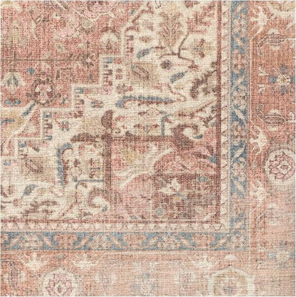 RUGGABLE Washable Area Rug – Kamran Rose Pink 6x9, Stain-Resistant, Non-Slip – Medium Machine Washable Rugs for Living Room, Bedroom, Hallway, Entryway & Office–with Standard Pad