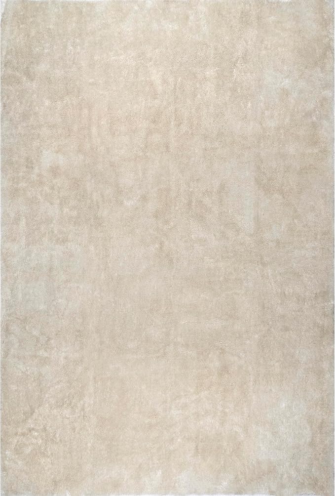 nuLOOM 5' x 8' Cozy Plush Area Rug, Machine Washable, Non-Slip, Soft Fluffy Shag Carpet for Living Room Bedroom Kids Room Nursery Home Decor, Loni Cream