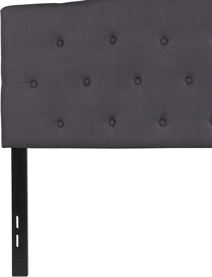 BizChair Tufted Upholstered Full Size Headboard in Dark Gray Fabric