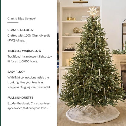 Balsam Hill 5.5ft Pre-Lit Classic Blue Spruce - Artificial Christmas Tree with 400 Clear Incandescent Lights, Easy Plug Technology, Premium Stand for Indoor Holiday Decorating