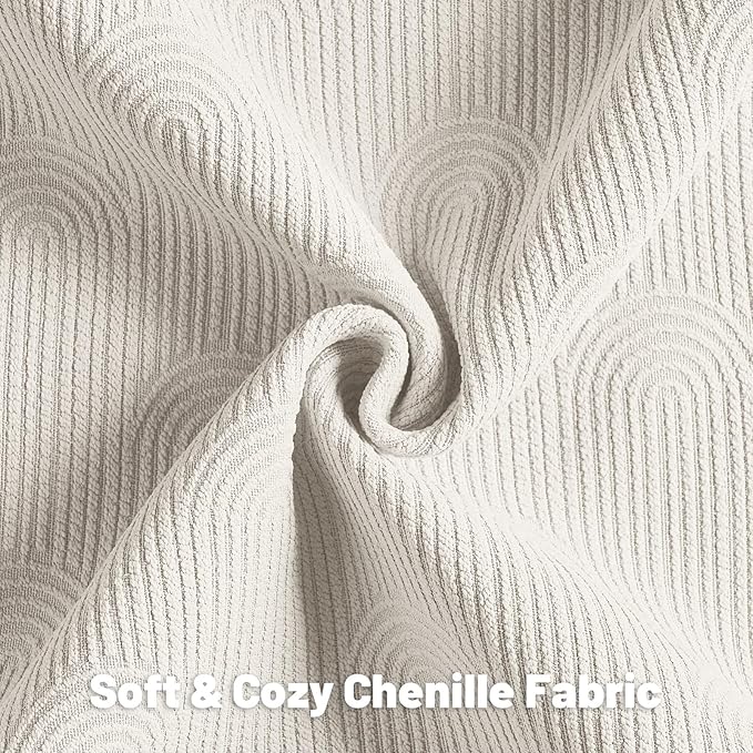 FUTEI Cream Chenille Decorative Throw Pillow Covers 24x24 Inch Set of 2,Soft Cozy Striped Geometric Patterns European Cushion Cases,Modern Home Decor for Couch Bed Living Room