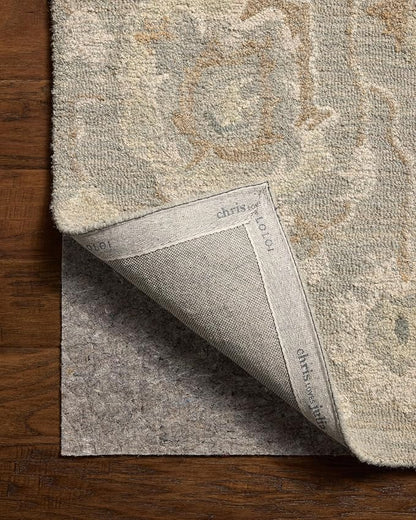 Loloi Chris Loves Julia Dorothea Collection DRT-01 Stone/Multi 2'-6" x 9'-9" Runner Rug Wool Neutral Floral Living Room Bedroom Carpet