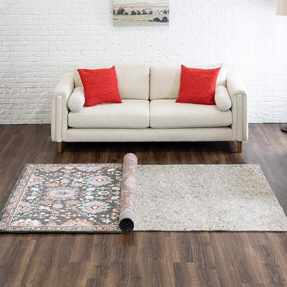 Mohawk Home 4' 10" Round Non Slip Rug Pad Gripper 1/2 Thick Dual Surface Felt + Rubber Gripper - Safe for All Floors
