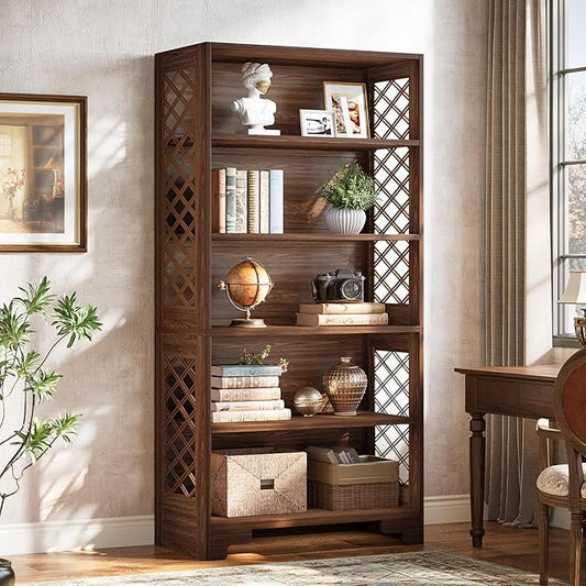 Tribesigns 71" Tall Bookshelf, 6-Tier Large Mid-Century Bookcase, Freestanding Library Open Bookshelves with 5 Storage Shelves, Wooden Display Shelving Unit for Living Room, Home Office(1PC)