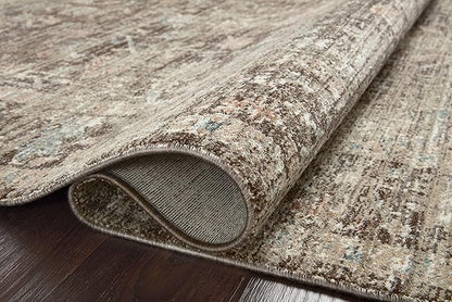 Loloi Magnolia Home by Joanna Gaines Millie Collection MIE-03 Charcoal/Dove 5'-3" x 5'-3", .25" Pile Height, Round Area Rug