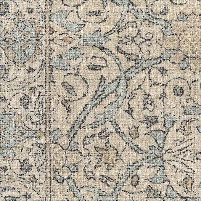 RUGGABLE x Morris & Co Washable Area Rug – Montreal Natural Blue 8x10, Stain-Resistant, Non-Slip – Large Machine Washable Rugs for Living Room, Bedroom, Hallway, Entryway & Office–with Cushioned Pad
