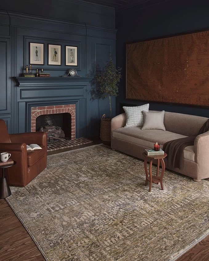 Loloi Magnolia Home by Joanna Gaines Junie Collection JUE-02 Moss/Natural 7'-10" x 7'-10", .38" Pile Height, Round Area Rug