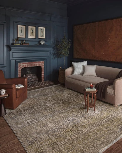 Loloi Magnolia Home by Joanna Gaines Junie Collection JUE-02 Moss/Natural 5'-3" x 5'-3", .38" Pile Height, Round Area Rug
