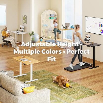 One-Piece Standing Desk 47 x 24 Inches, Small Adjustable Height Desk, Electric Sit Stand Desks Home Office Computer Workstation, White