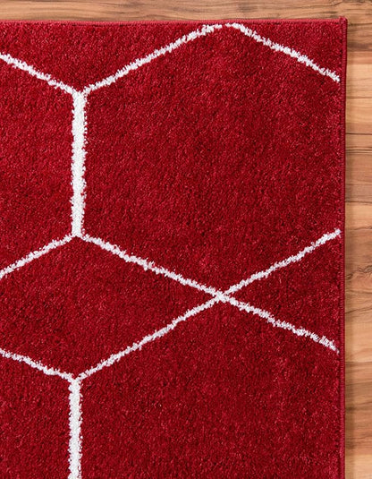 Unique Loom Trellis Frieze Collection Area Rug - Geometric (4' 1" x 6' 1", Red/ Ivory)