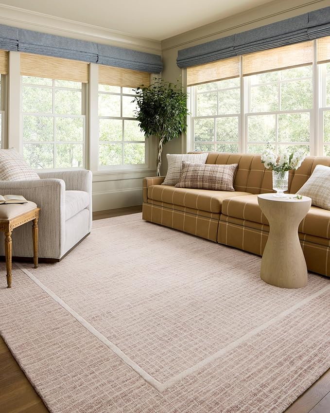 Loloi Chris Loves Julia Briggs Collection, Blush & Ivory, 2'-0" x 5'-0" Accent Rug – Minimal Gritted Design Area Rugs for Living Room Bedroom Entryway & Hallway No Shed High Traffic Home Decor Rug