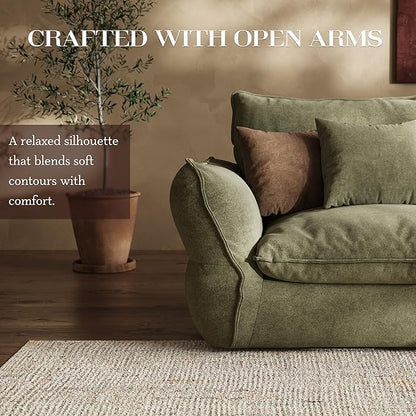 81'' Down Blend Loveseat, Deep Seat Cloud Sofa with Feather-Filled Cushions, Ultra Soft Sink-in Comfort Couch for Living Room, Modern Oversized Sofa – Sage Mist