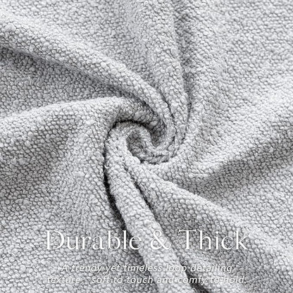 Foindtower Pack of 2 Textured Boucle Throw Pillow Covers Accent Solid Decorative Pillow Cases Cozy Woven Couch Cushion Case for Chair Sofa Bedroom Living Room Home Decor, 20 x 20 Inch,Light Grey