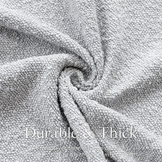 Foindtower Set of 2, Decorative Textured Boucle Throw Pillow Covers Accent Solid Pillow Cases Neutral Soft Cozy Couch Cushion Case for Chair Sofa Bedroom Living Room Home Decor 16 x 16 Inch Light Grey