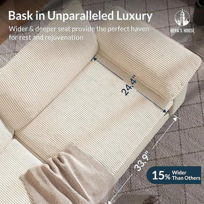 HERA'S HOUSE Oversized Modular Sectional Sofa, 54" Armchair Cloud Couch Mixed Fabric Sleek Couches for Living Room, Beige