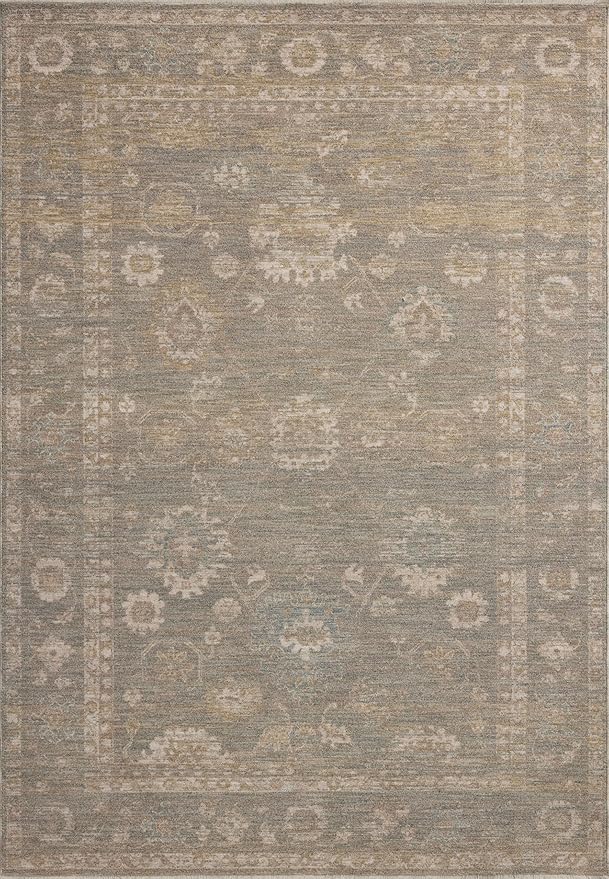 Loloi Chris Loves Julia Louisa Collection LOI-04 Lagoon/Ivory 7'-10" x 10', .38" Pile Height, Area Rug