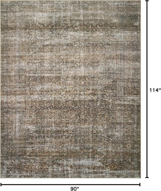 Loloi Amber Lewis Billie Collection, Tobacco & Rust 7'-6" x 9'-6" Area Rug – Antique & Distressed Accent Rugs for Living Room, Bedroom, Entryway & Hallway, No Shed High Traffic Area Home Decor Rug