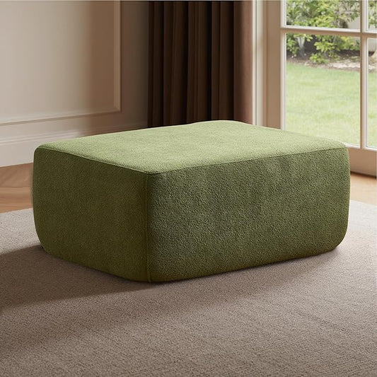 Removable Ottoman Can be Footrest Or Side Table, Idea for Living Room Bedroom Balcony(Cloud Velvet, Green)