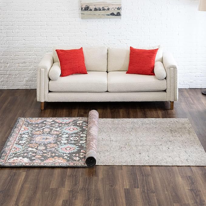 Mohawk Home 10' x 13' Non Slip Grip Rug Pad 1/4" Thick Dual Surface Felt Cushion + Rubber Gripper - Safe for All Floors