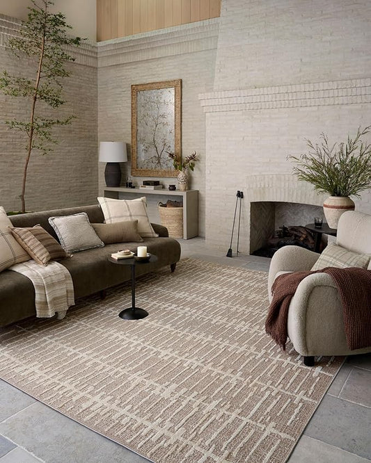 Loloi Amber Lewis Bexley Collection BEX-02 Taupe/Natural 2'-7" x 8'-0" Runner Rug Neutral, Textured, Living, Bedroom, Dining, Carpet