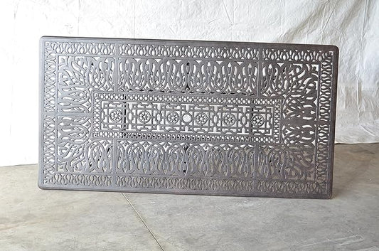 Elizabeth Outdoor Patio 9pc Dining Set 44" X 84" Cast Aluminum, Walnut Cushions