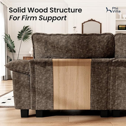 PHI VILLA Cloud Modular Couches Sets, 2 Pieces Sectional Loveseat Sofa Set, 4-Seater Comfy Couch for Living Room Apartment, Chenille Fabric, Taupe