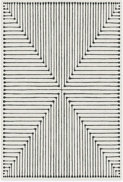 RUGGABLE x Jonathan Adler Machine Washable Modern Area Rug – Inkdrop Black & Ivory 6x9, Stain-Resistant, Non-Slip – Medium Rugs for Living Room, Bedroom, Hallway, Entryway & Office–with Cushioned Pad