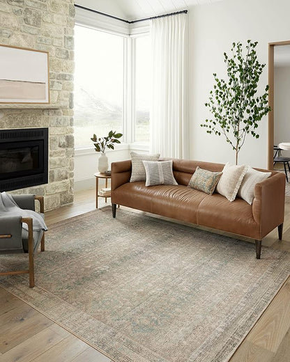 Loloi Angela Rose Aubrey Collection AUB-03 Jade/Natural 7'-6" x 9'-6", .19" Pile Height, Area Rug
