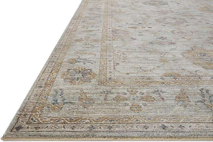 Loloi Magnolia Home by Joanna Gaines Millie Collection MIE-02 Sky/Gold 2'-7" x 12'-0", .25" Pile Height, Runner Rug