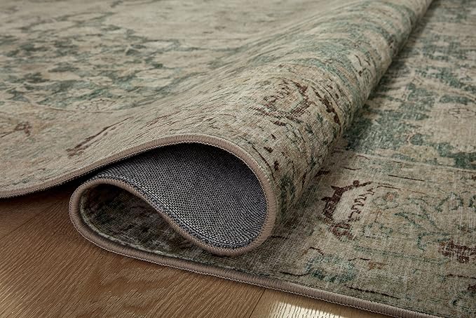 Loloi Magnolia Home by Joanna Gaines Sinclair Collection SIN-05 Jade/Sand 2'-3" x 3'-9", .25" Pile Height, Machine Washable, Accent Rug