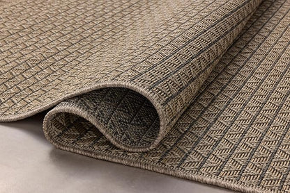 Loloi Chris Loves Julia Providence Collection PRC-05 Natural/Graphite 2'-3" x 7'-7", .12" Pile Height, Indoor/Outdoor Runner Rug