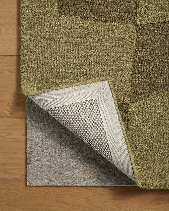 Loloi Leanne Ford Craven Collection CVN-03 Green/Olive 2'-3" x 3'-9" Accent Rug Checkered, Patterned, Neutral, Entryway, Mudroom, Bathroom, and Kitchen