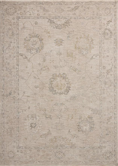 Loloi Chris Loves Julia Louisa Collection LOI-02 Oatmeal/Slate 5'-3" x 5'-3", .38" Pile Height, Round Area Rug