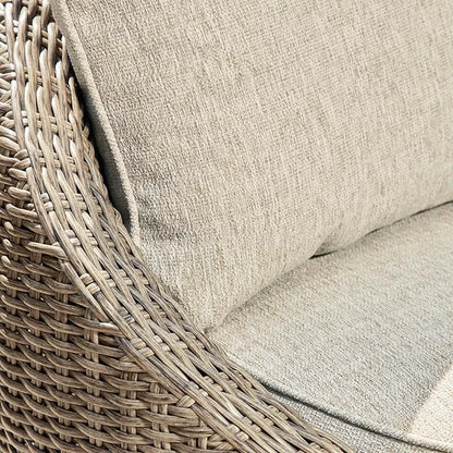 Signature Design by Ashley Danson Outdoor Lounge Chair with Cushion and 360-Degree Swivel, Set of 2, UV-Resistant Performance Fabric and Resin Wicker, Light Brown
