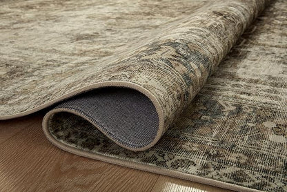 Loloi Magnolia Home by Joanna Gaines Sinclair Collection SIN-01 Pebble/Taupe 2'-3" x 3'-9", .25" Pile Height, Machine Washable, Accent Rug
