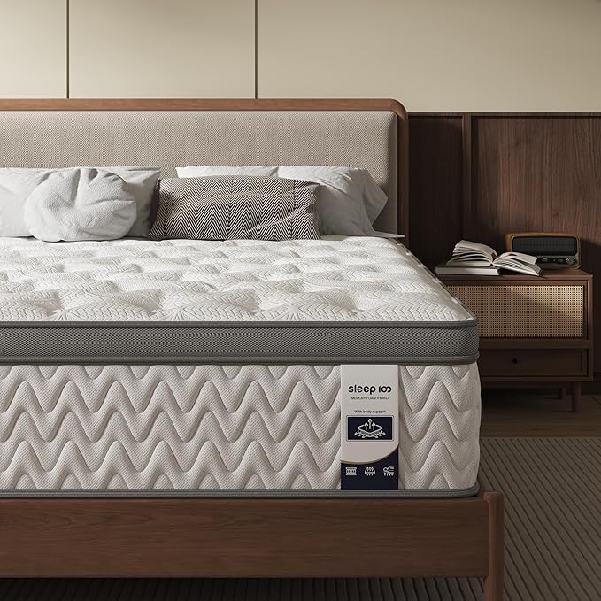 Queen Mattress 14 Inch – Hybrid Mattresses for Back Pain, Extra Lumbar & Shoulder Support, Fiberglass-Free & No Odor, 365-Night Trial