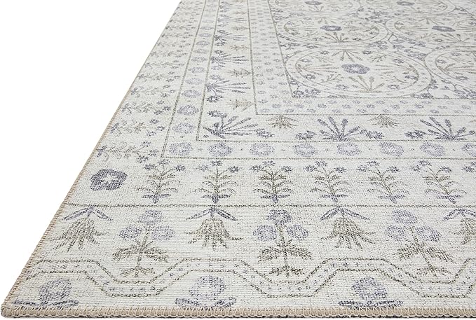 Loloi Rifle Paper Co. Maison Collection MAO-03 Rosette Ivory 2'-6" x 7'-6", .19" Pile Height, Runner Rug