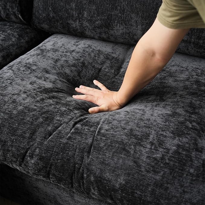 WJShome Cloud Couch Modular Sectional Sofa,100.5" V Shaped Couch, Convertible Wide Seater, 5 Seater for Living Room Set,Covers Washable&Replaceable,Black
