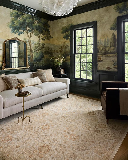Loloi Chris Loves Julia Palma Collection PLM-04 Natural/Spice 5'-3" x 7'-6" Area Rug Vintage Style Boho Living Room Bedroom Carpet