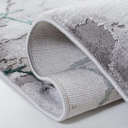 SAFAVIEH Craft Collection Area Rug - 5'3" Round, Grey & Green, Modern Abstract Design, Non-Shedding & Easy Care, Ideal for High Traffic Areas in Living Room, Bedroom (CFT877Y)