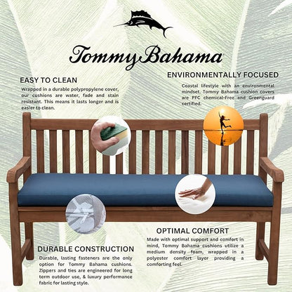Tommy Bahama Bench Cushion, 48" X 16" X 2.5", Bamboo Bay Cobalt