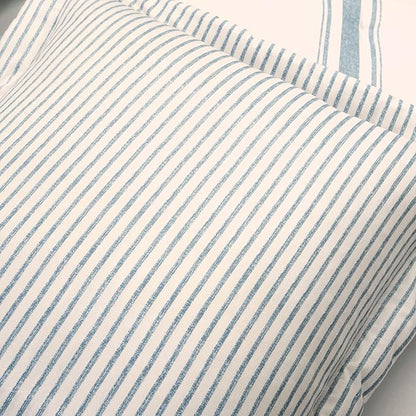 Lush Decor Farmhouse Stripe Reversible Cotton Comforter Set, 3 Piece Set, Full/ Queen, Blue - Cozy F𝐚rmhouse Bedding Set - Rustic Decor - Striped Comforter - Modern Farmho𝐮se Bedroom Decor