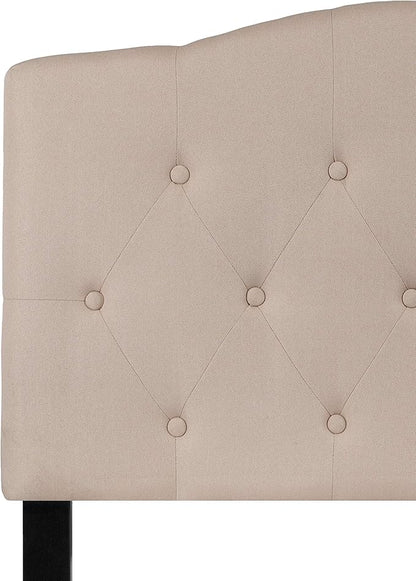 BizChair Tufted Upholstered Twin Size Headboard in Beige Fabric
