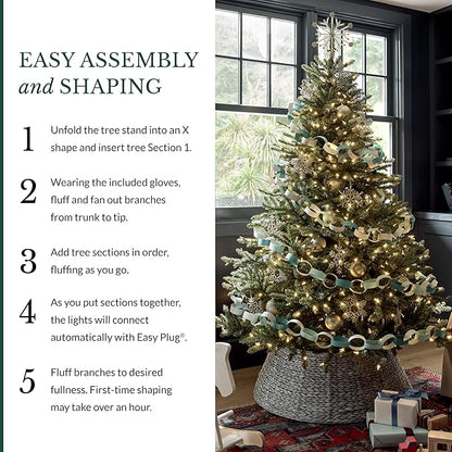 Balsam Hill 4.5ft Pre-Lit Classic Blue Spruce - Artificial Christmas Tree with 300 Clear Incandescent Lights, Easy Plug Technology, Premium Stand for Indoor Holiday Decorating