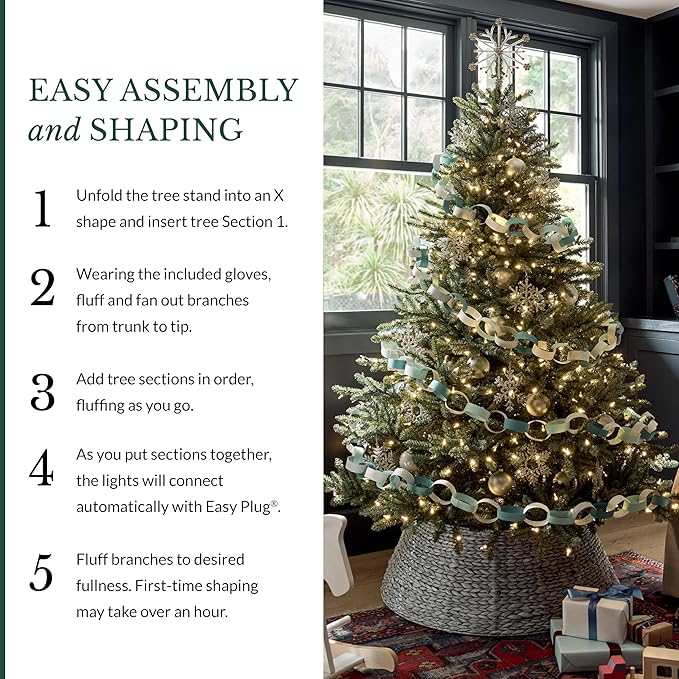 Balsam Hill 6.5ft Pre-Lit Classic Blue Spruce - Artificial Christmas Tree with 2144+ Tips, 700 Clear Incandescent Lights, Easy Plug Technology & Premium Stand for Indoor Holiday Decorating