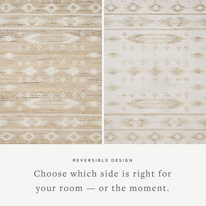 Loloi Angela Rose Rivers Collection RIV-04 Natural/Ivory 7'-9" x 9'-9" Reversible Area Rug